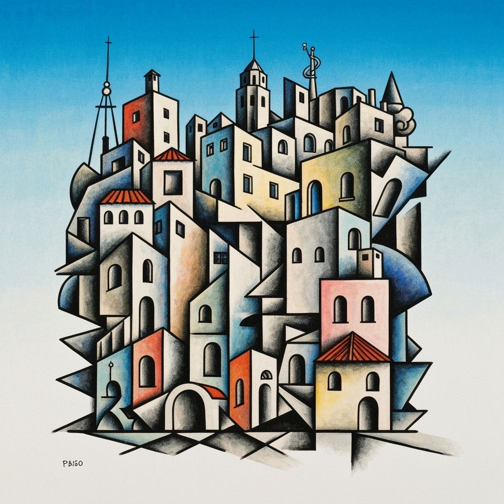 Cubist Cityscape Inspired by Picasso's Geometric Innovations