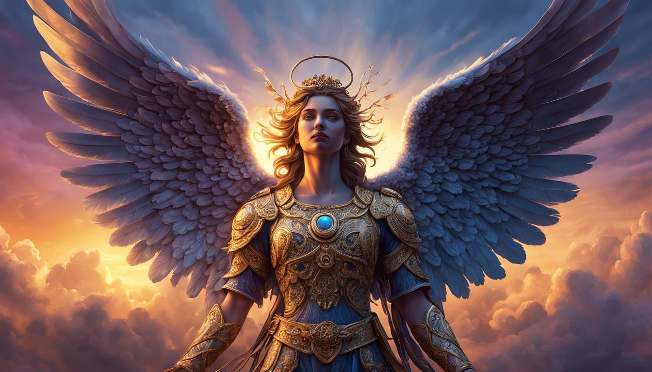 Radiant Angel on Cloud at Sunrise