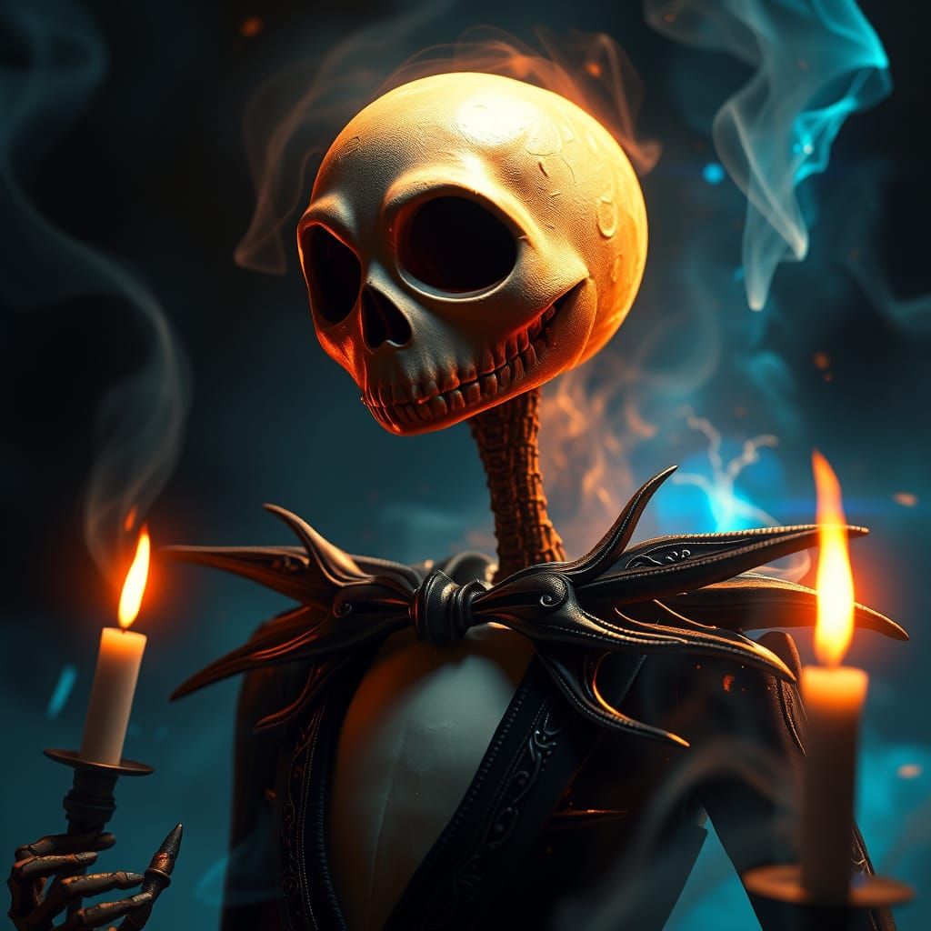 Surreal Portrait of the Pumpkin King in a Haunting Realm