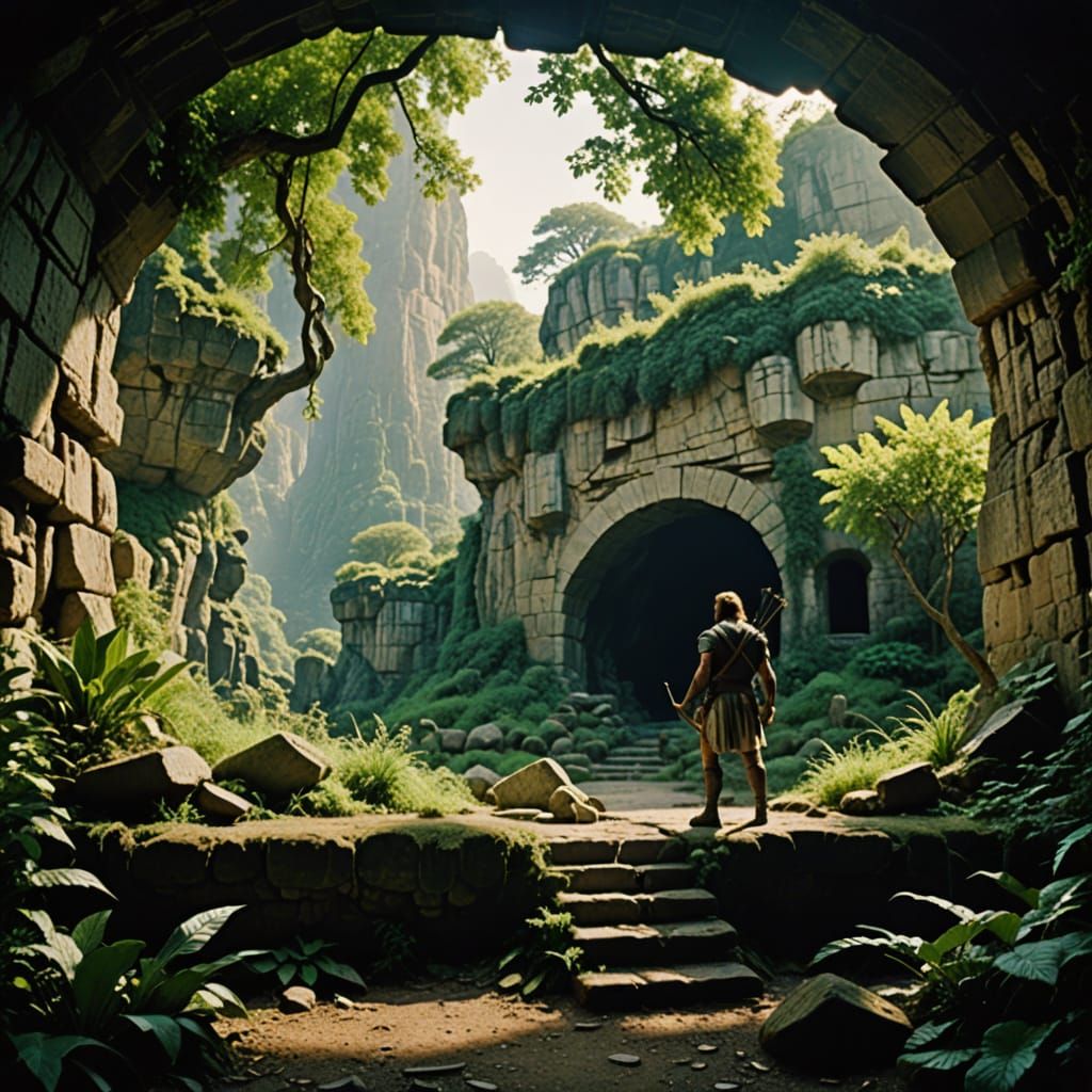 Ancient Masterpiece: Chiron Teaches Archery to Young Hercule...