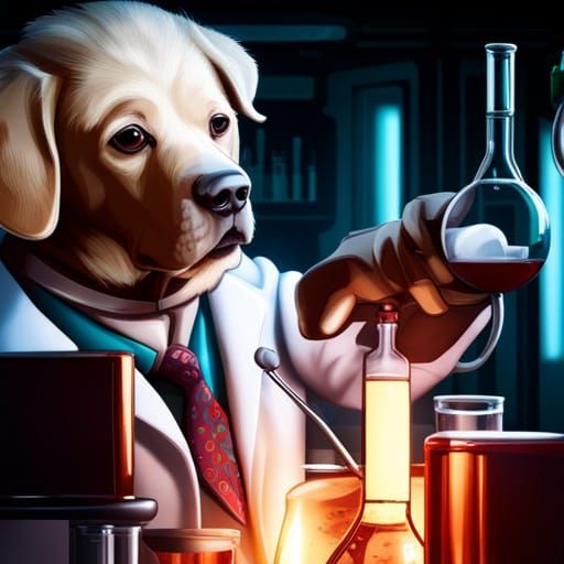 Labrador Scientist in Lab Performing Experiments