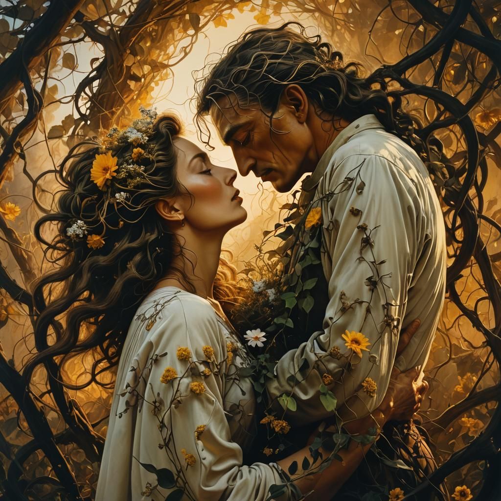 Sensual Embrace in Surreal Dreamscape Photography