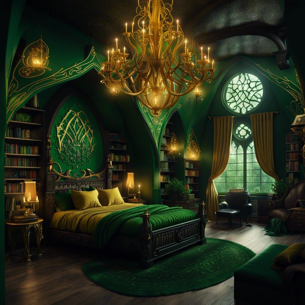 Gold and Green LOTR Room