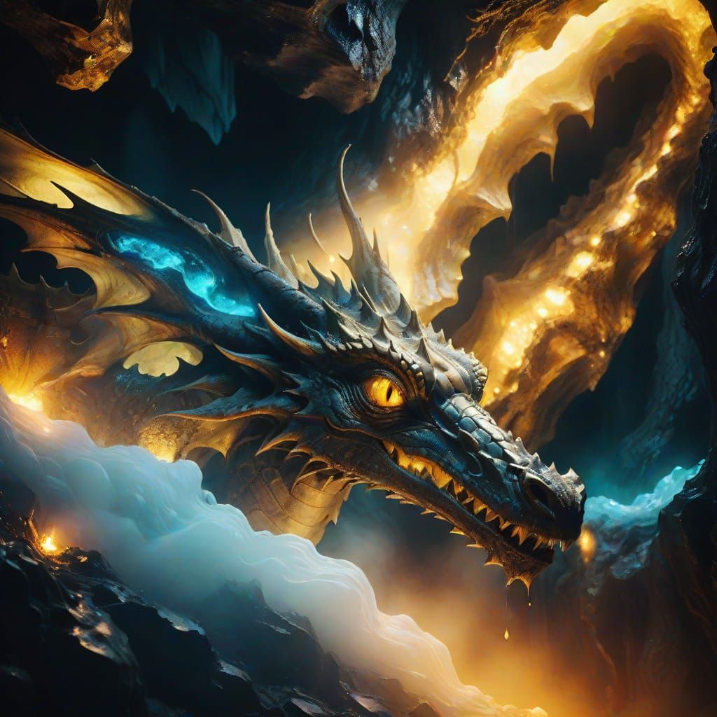 Surreal Slimy Dragon in Salvador Dali Style