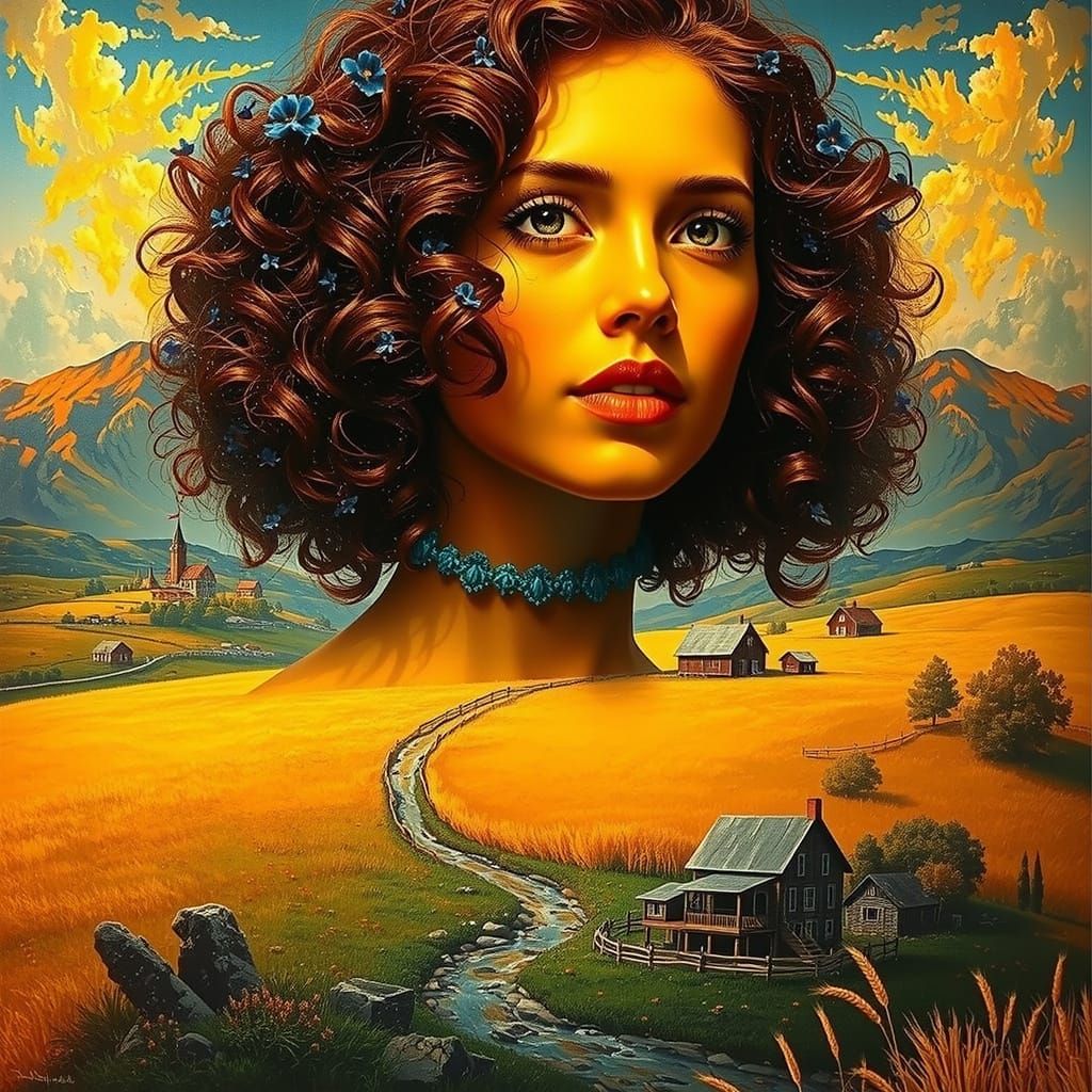 Idyllic Landscape with Golden Hour Light