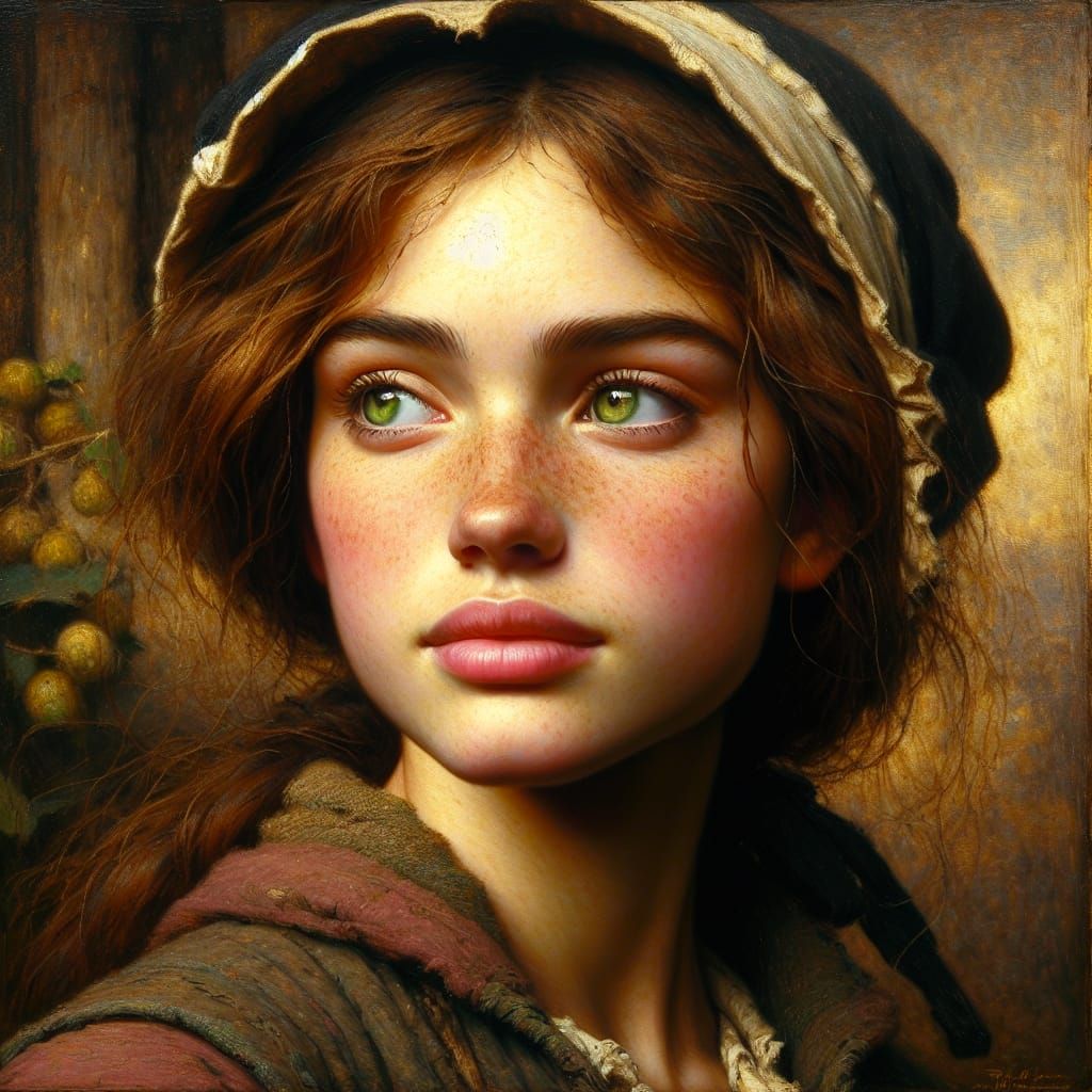 Hyperrealistic Portrait of a Peasant Woman
