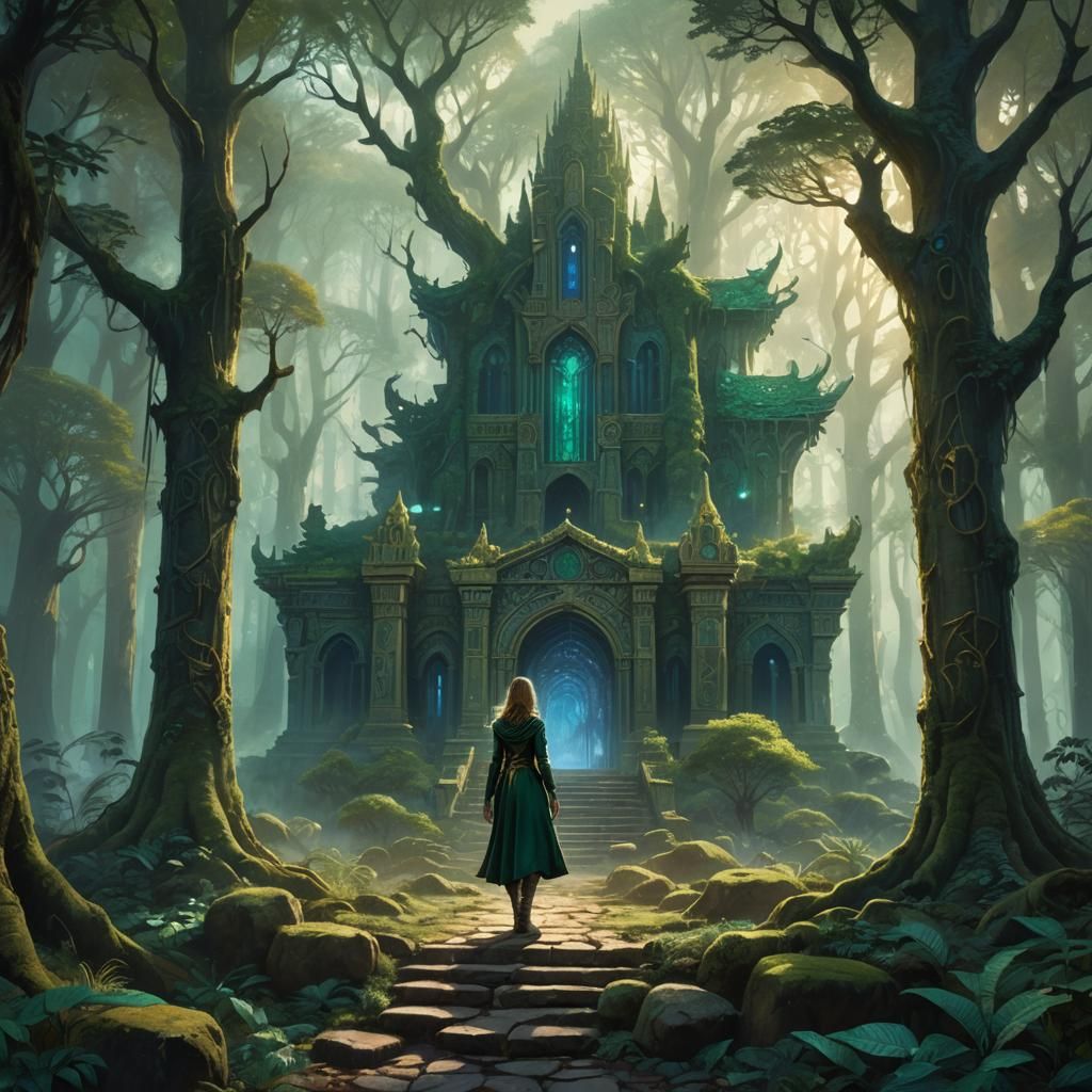 Heroic Figure in Mystical Forest: Epic Fantasy Art