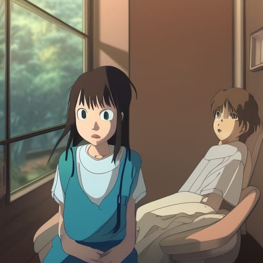 Terrified Girl at Dentist: Studio Ghibli Anime