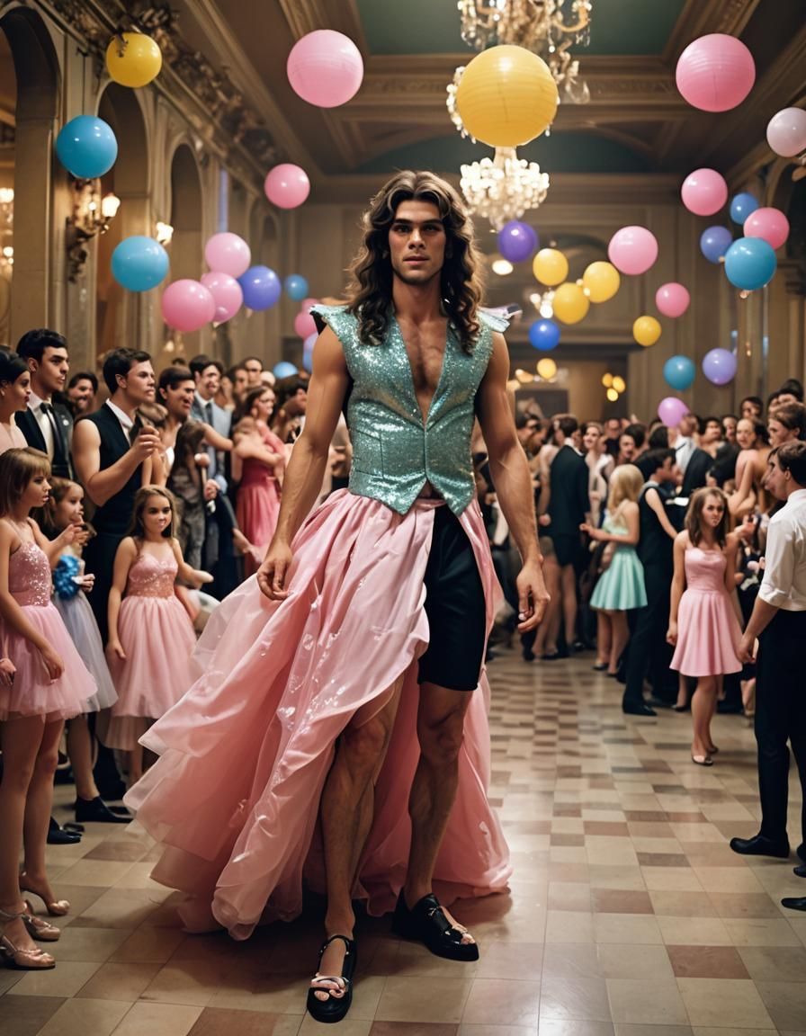 Crossdressing Teen at Prom in Cinematic Style