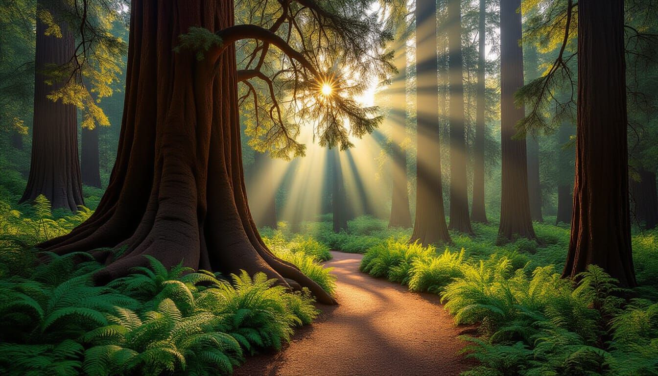 Giant Sequoia Tree Grove: Serene Nature Photography