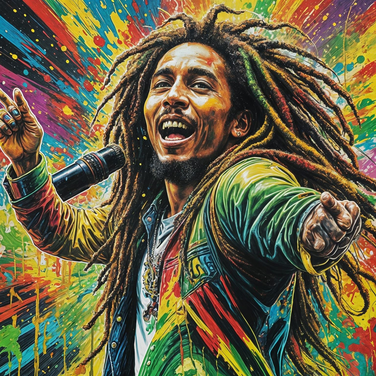 Bob Marley Reggae Graffiti Art Explosion