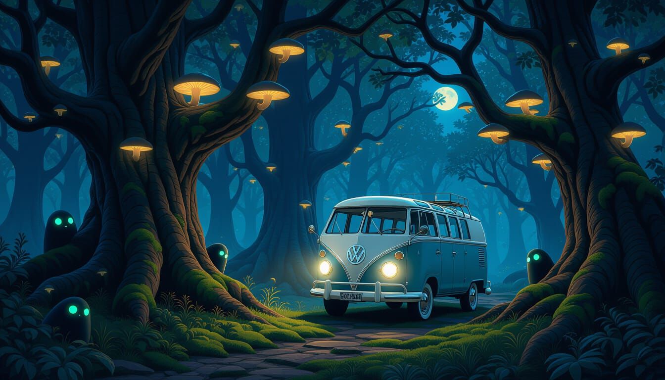 Enchanted Forest at Midnight: A Matte Painting