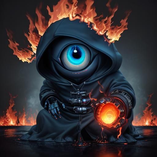 Cyberpunk Alien Ablaze in Victorian Cityscape