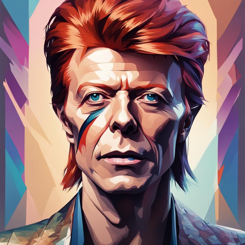 Hyperdetailed Portrait of David Bowie in Art Nouveau Style