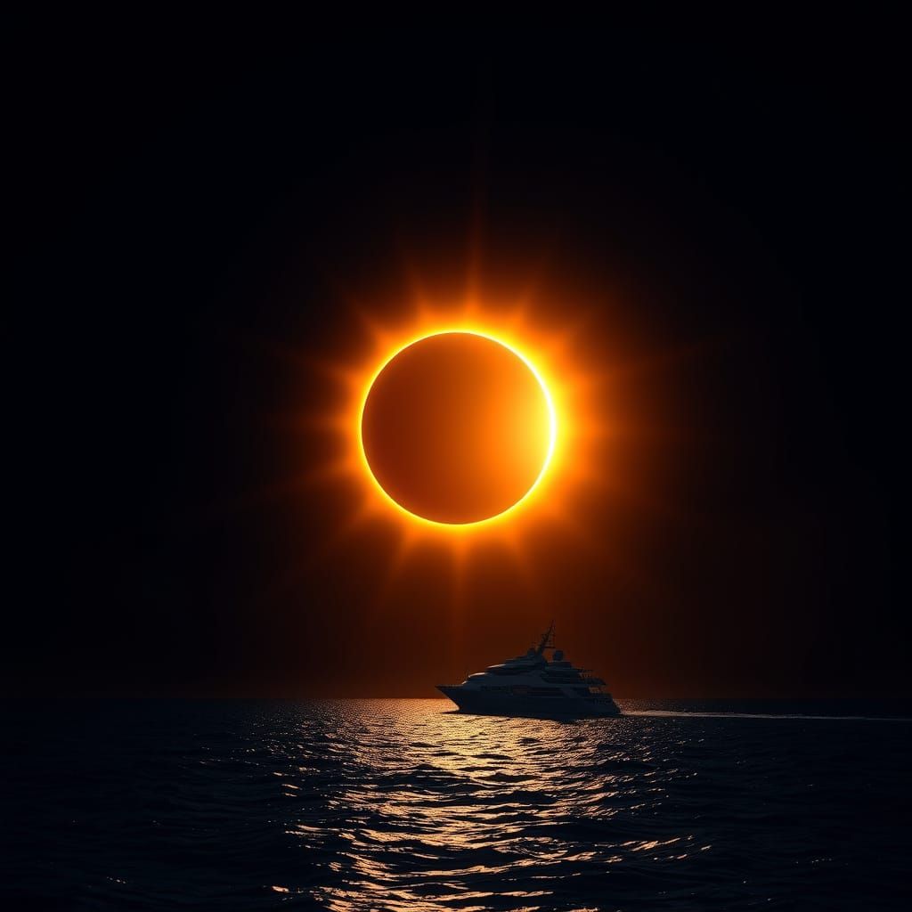 Solar Eclipse Over the Sea 
This magical scene depicts a uni...