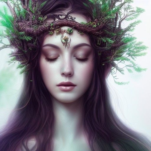 Ethereal Forest Goddess in a Hyperdetailed Digital Painting