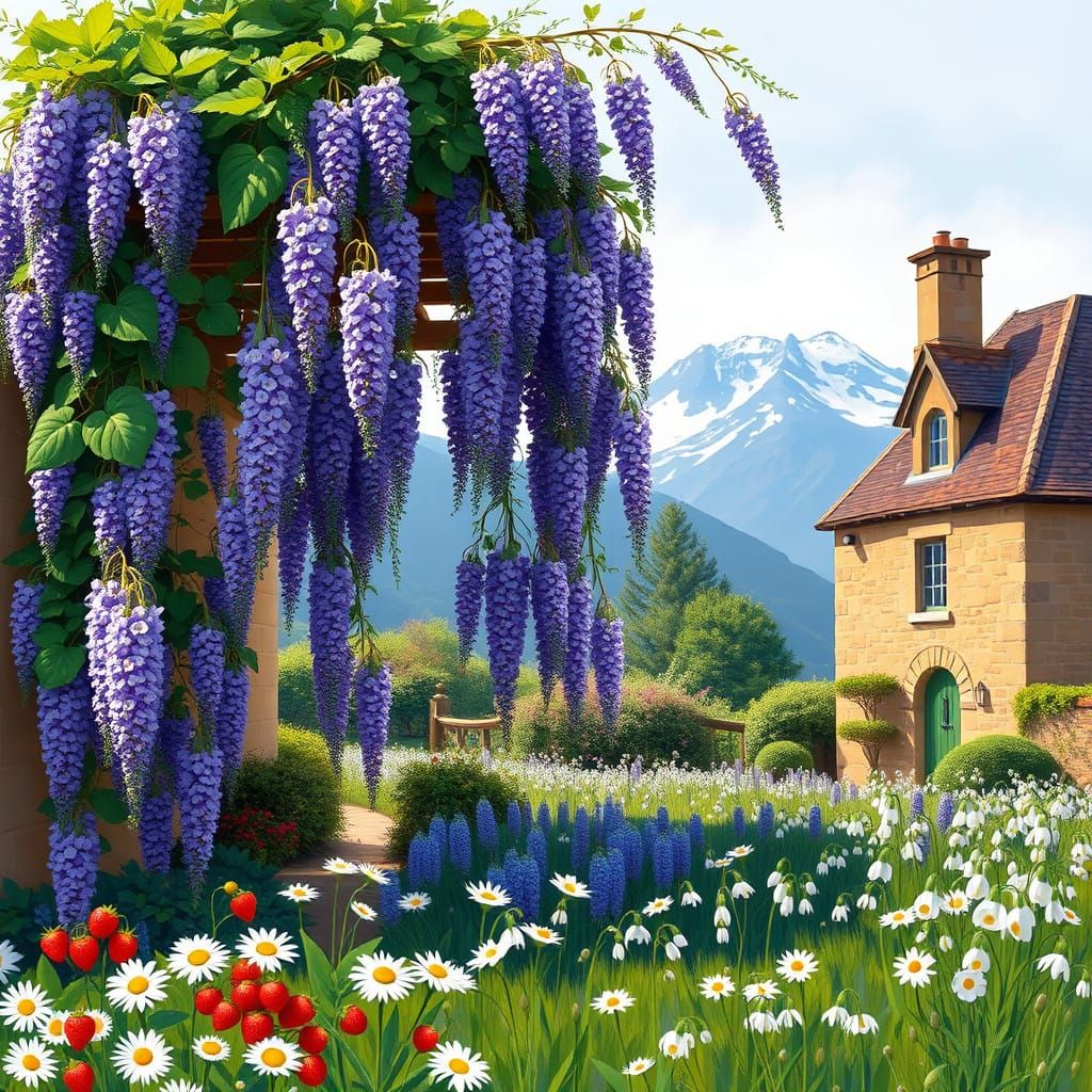 Ethereal Garden Oasis in Abstract Style