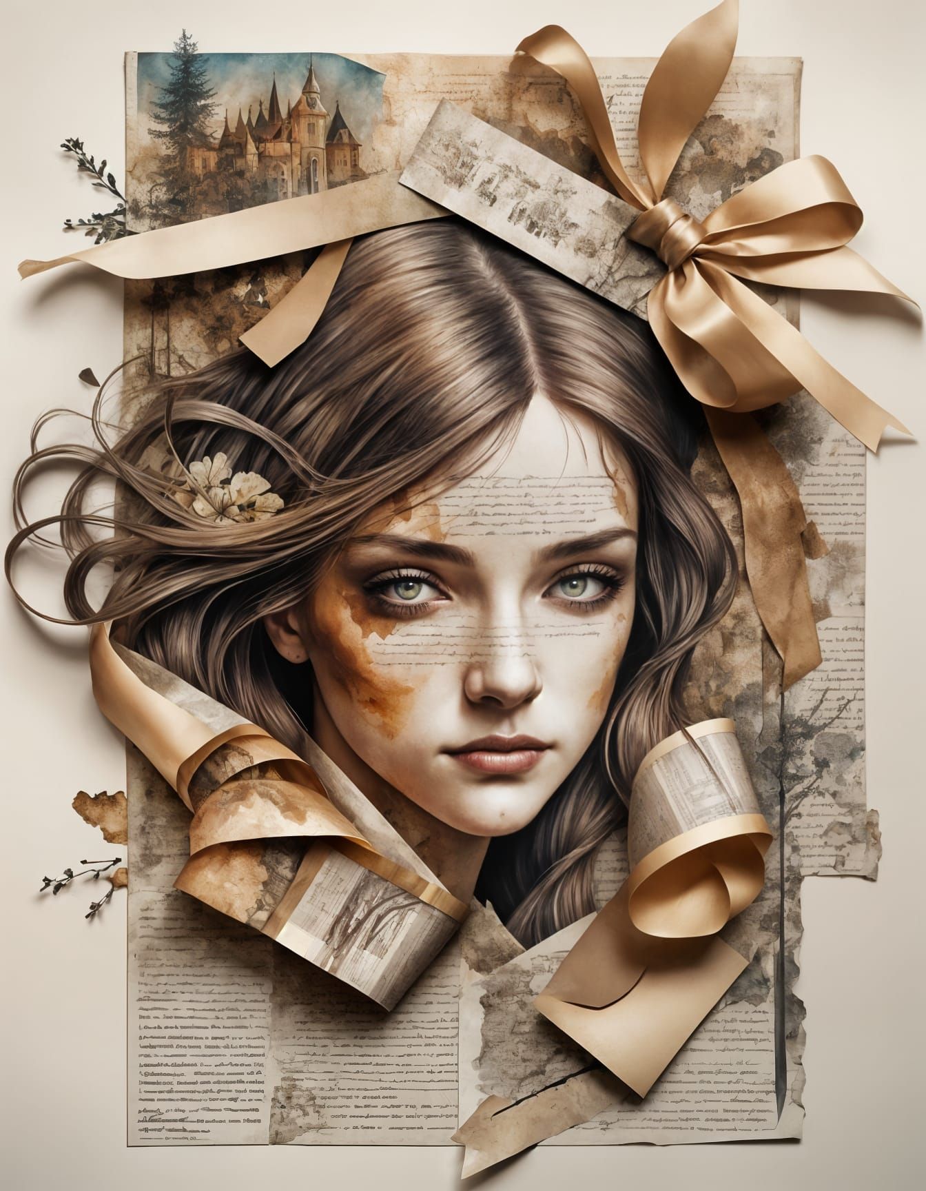 Double Exposure Ink Drawing with Sunset Cityscape