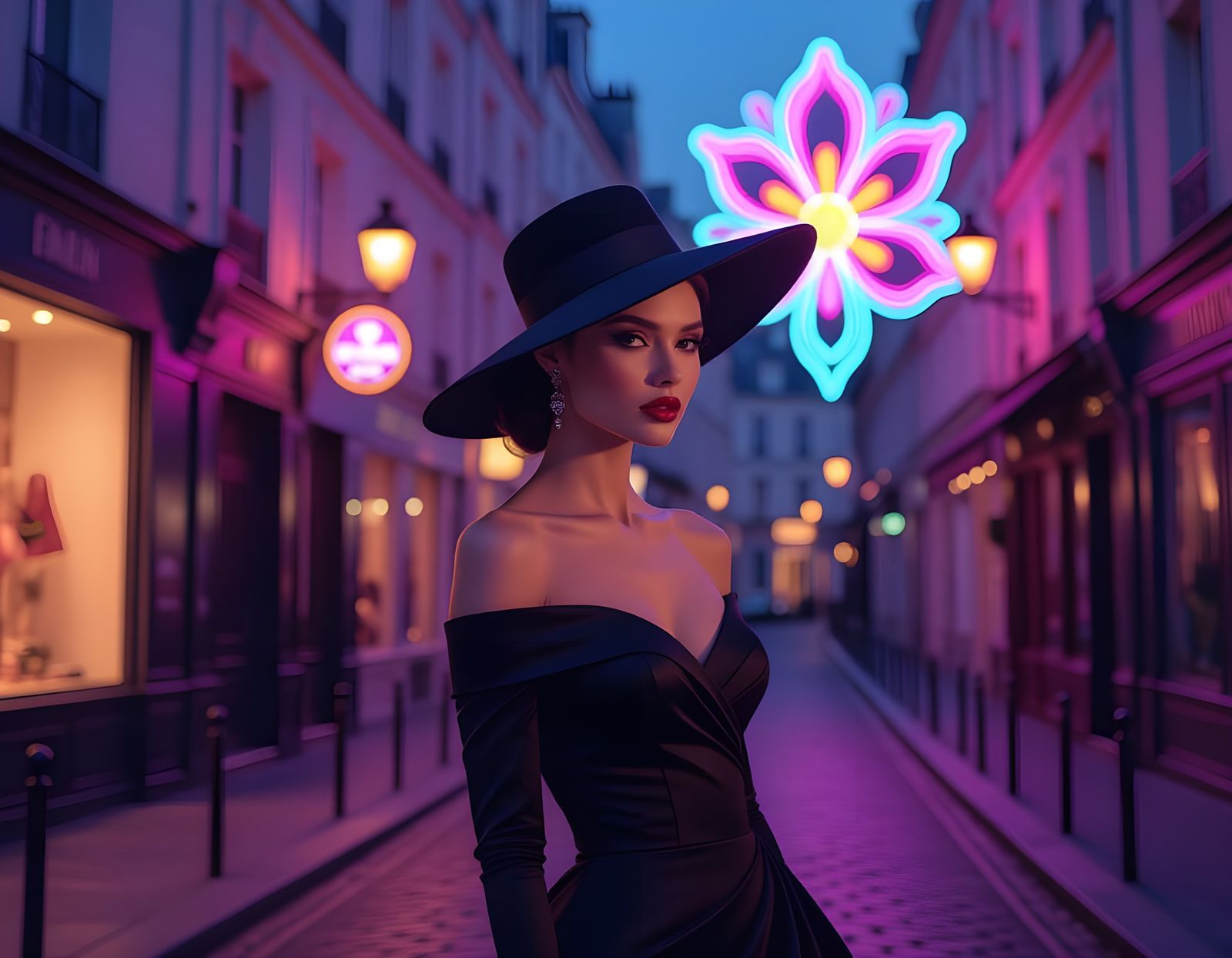 Dreamlike Parisian Woman in Anime Art Style