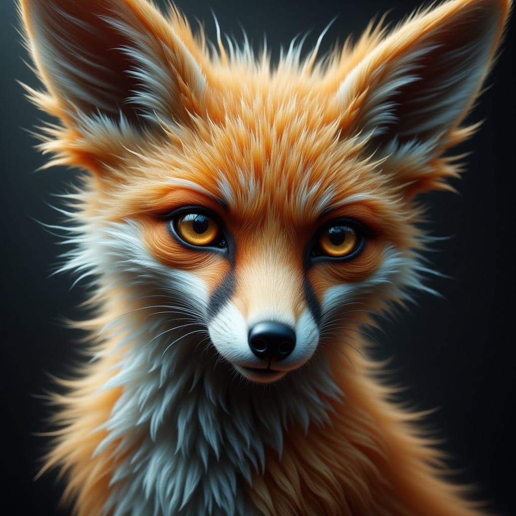 Alien Fox Portrait in Abstract Reality Style