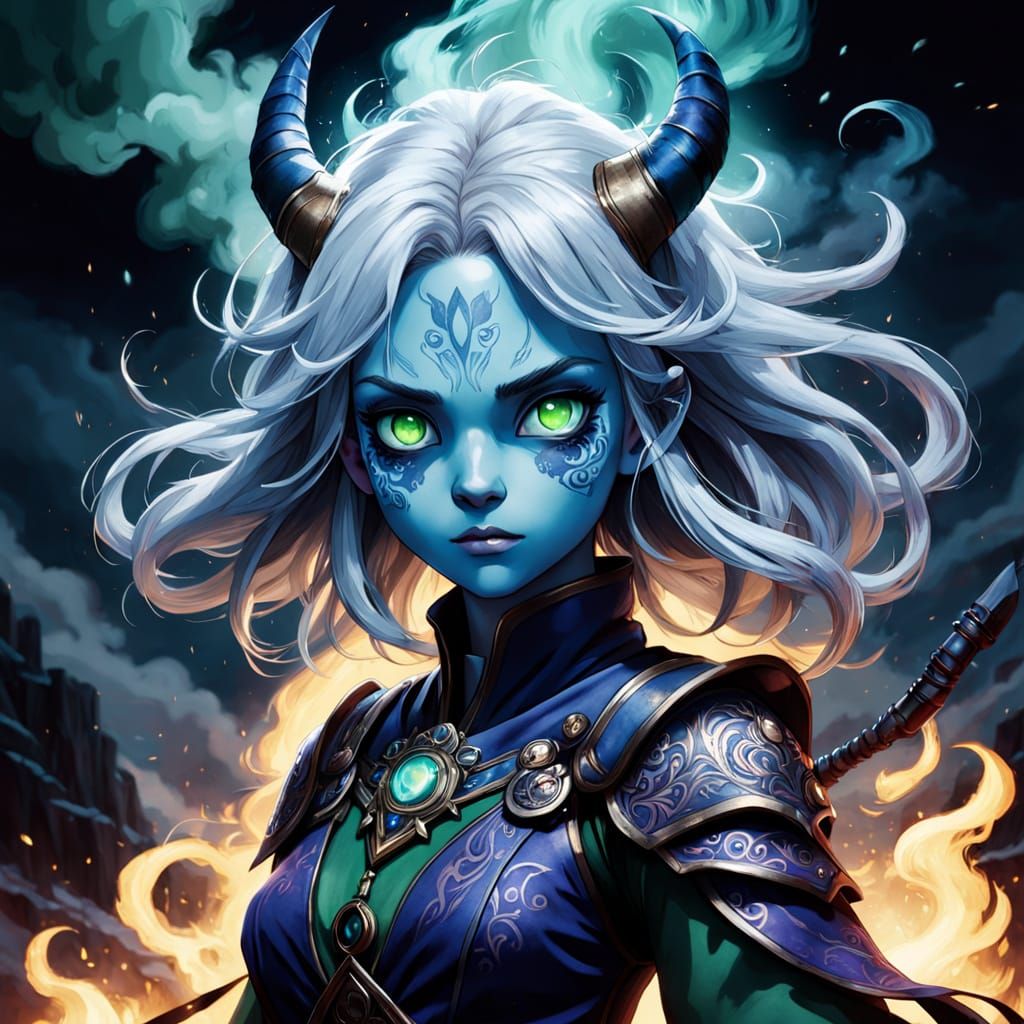 Ethereal Drenei Goddess in Dark Fantasy Realm