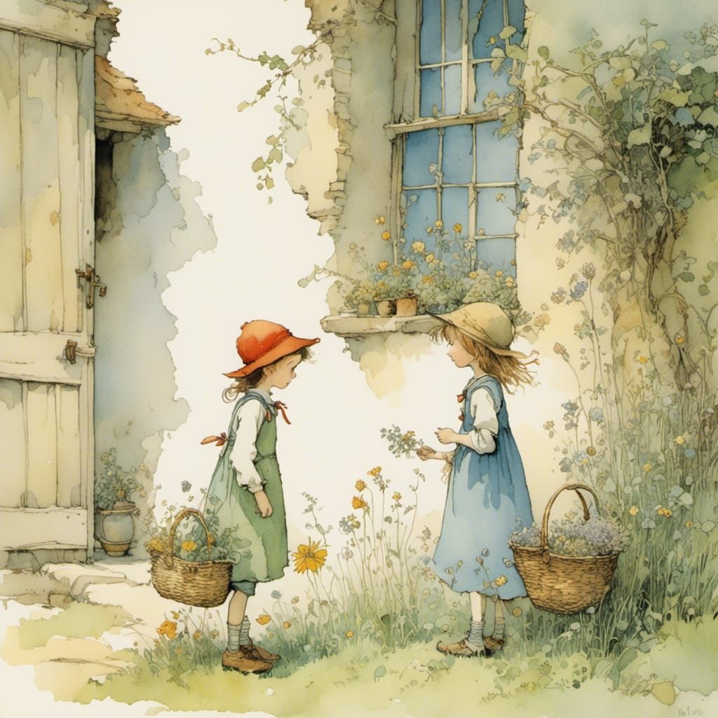 Girl in Quentin Blake and Holly Hobbie Style