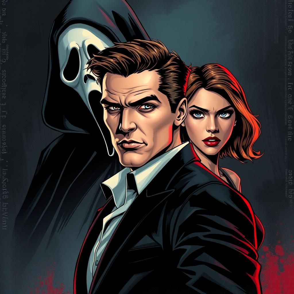 Ghostface Looms Over Alluring Figure: A Scream Movie Scene