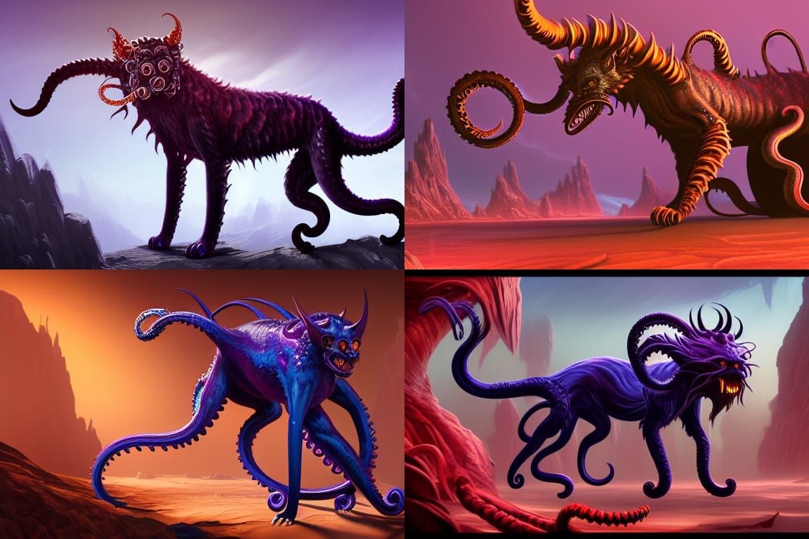 Displacer Beast with Tentacles in Detailed Matte Painting