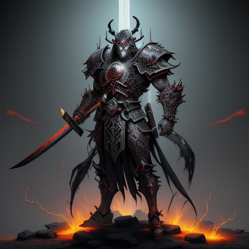 Ghostly Samurai War God in Ornate Armor