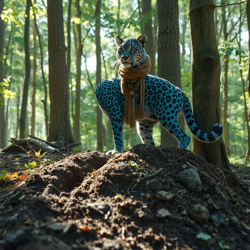 Blue Leopard Shaman Mourns Yellow Leopard Friend in Forest G...