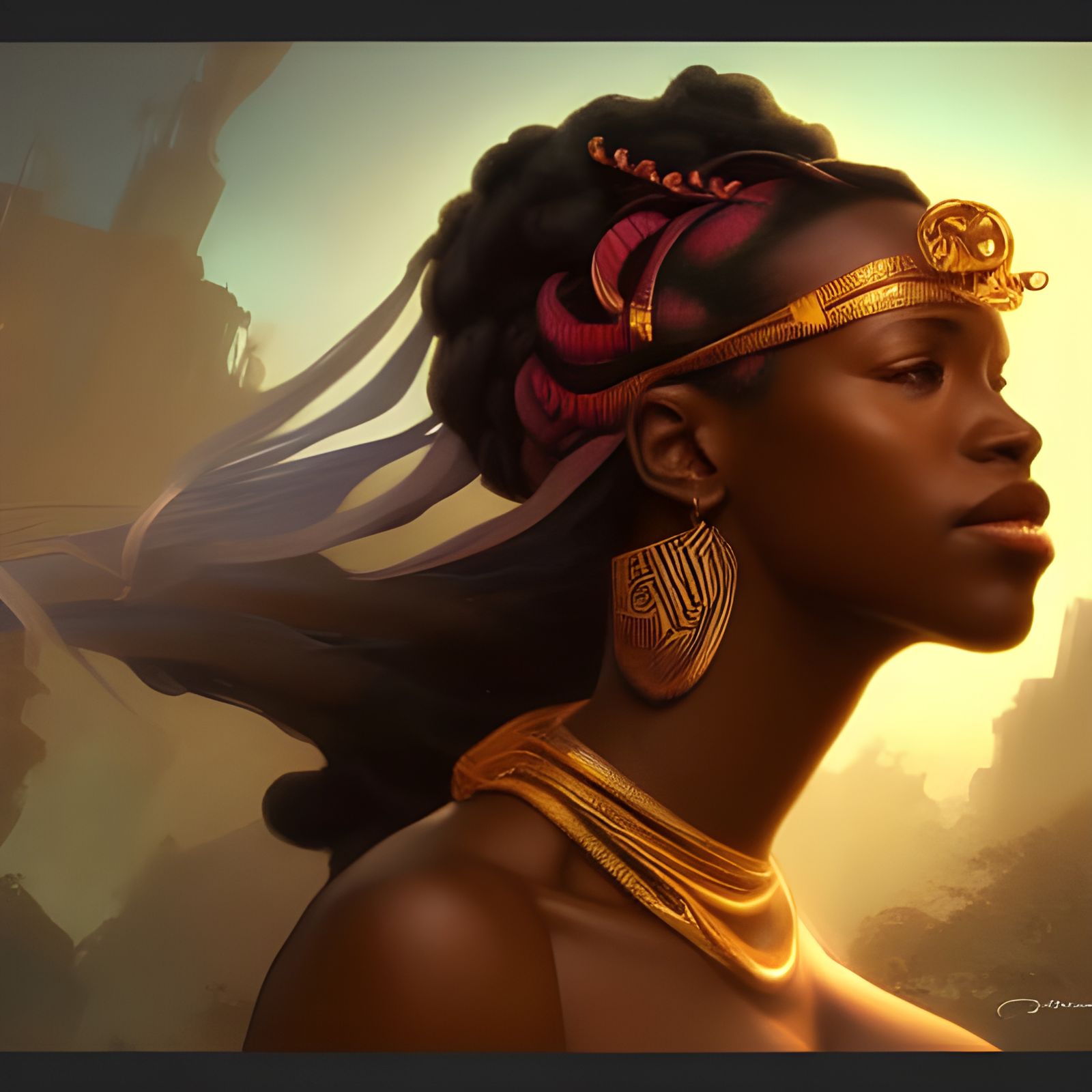 Detailed Portrait of African Goddess, Hyperdetailed Art