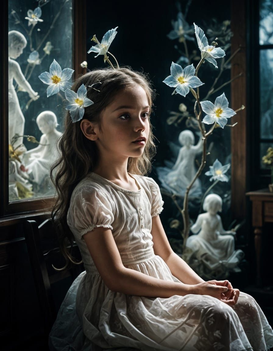 Child's Dreams Contrast Grim Reality in Double Exposure