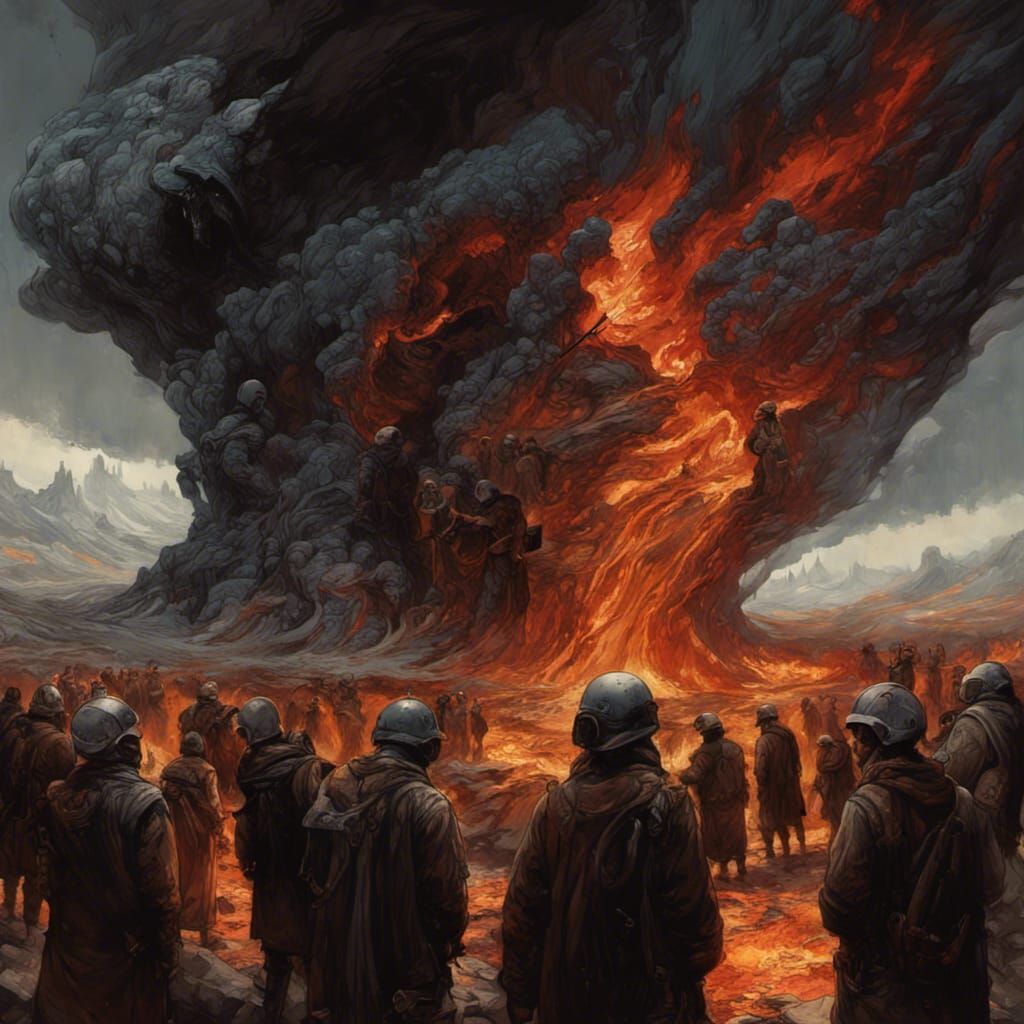 Pyroclastic Flow in Primary Colors: Gouache Painting