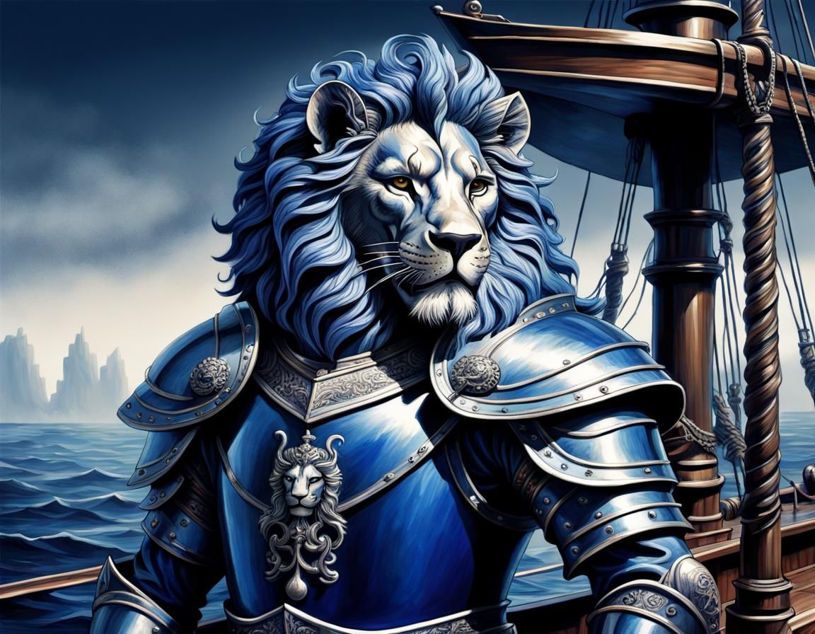 Lion Knight Sailing on the Deep Blue Sea