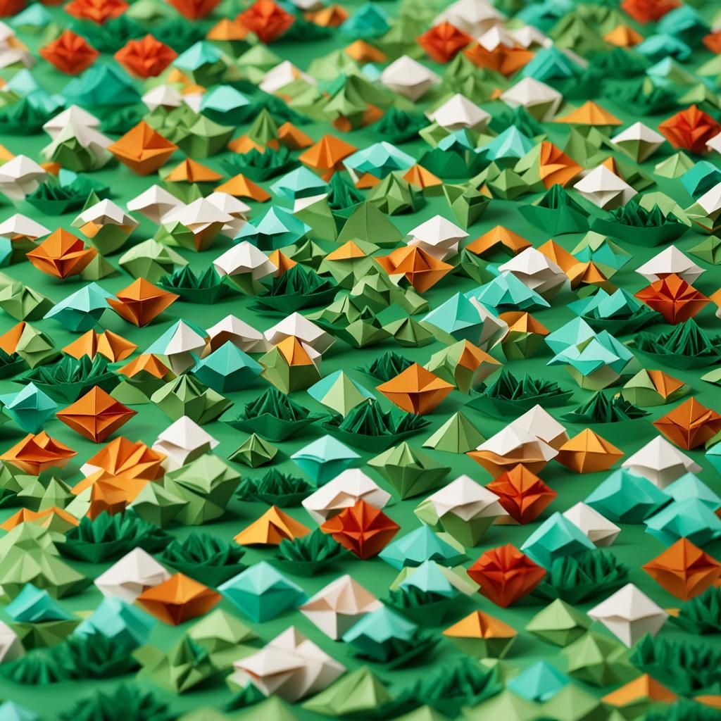 Origami Paper Folds Papercraft in 8K Resolution