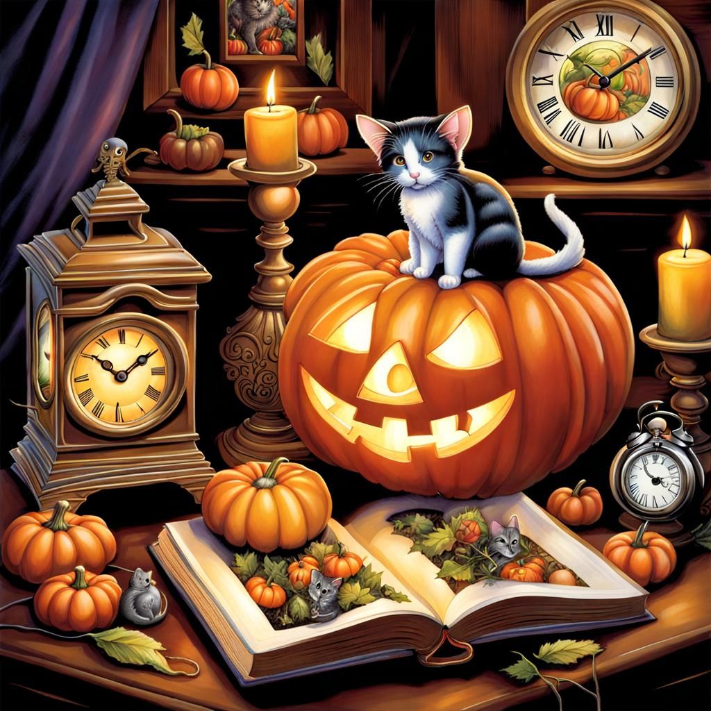 Halloween Hidden Object Scene in Illustrative Style