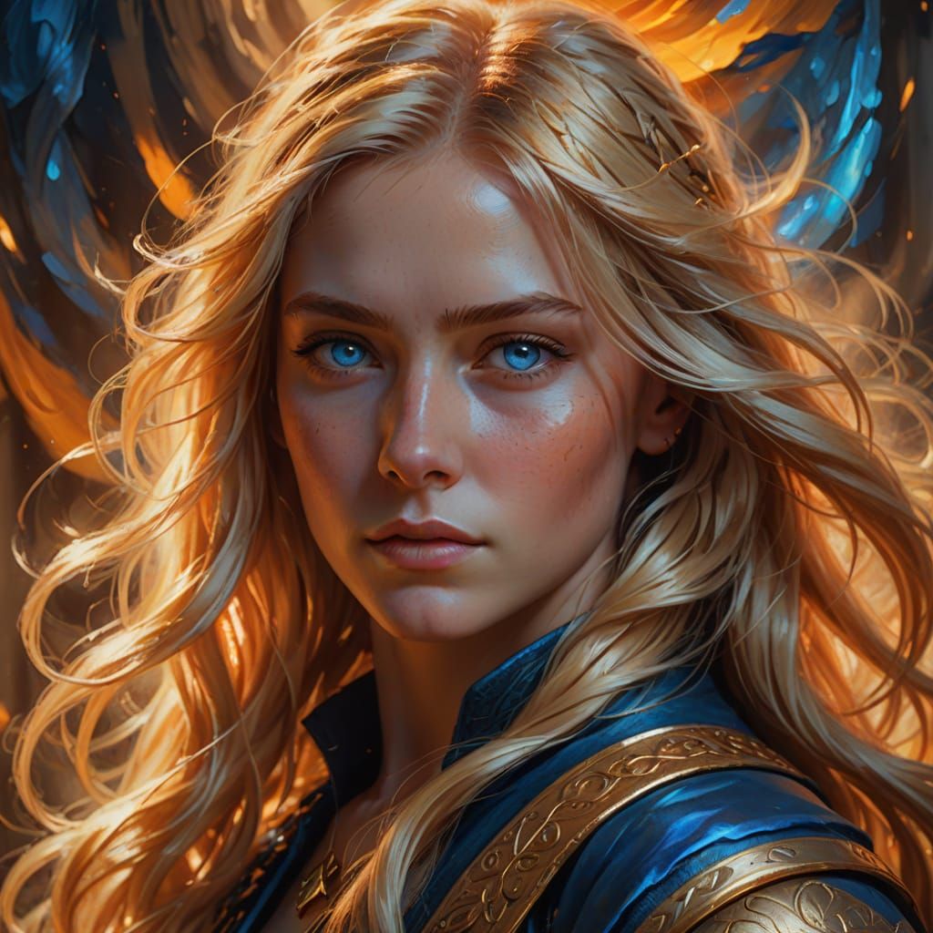 Blonde Woman in Oil Painting Style