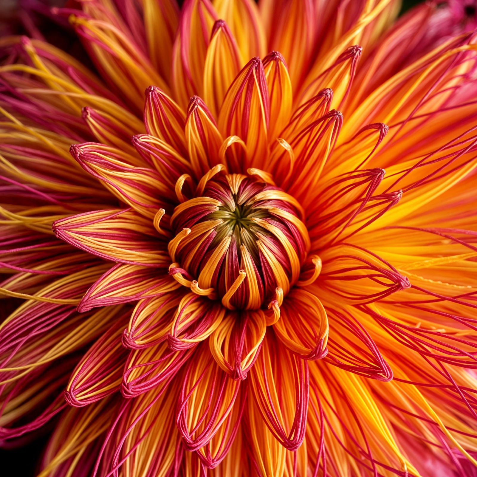 Vibrant String Dahlia in Fantasy Botanical Style