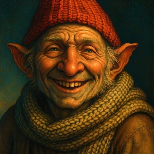 Grizzled Gnome Mendicant Portrait in Detailed Concept Art St...