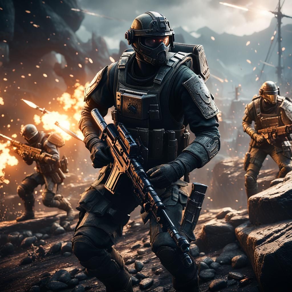 Epic 3D Warfare Scene in Cinematic Style