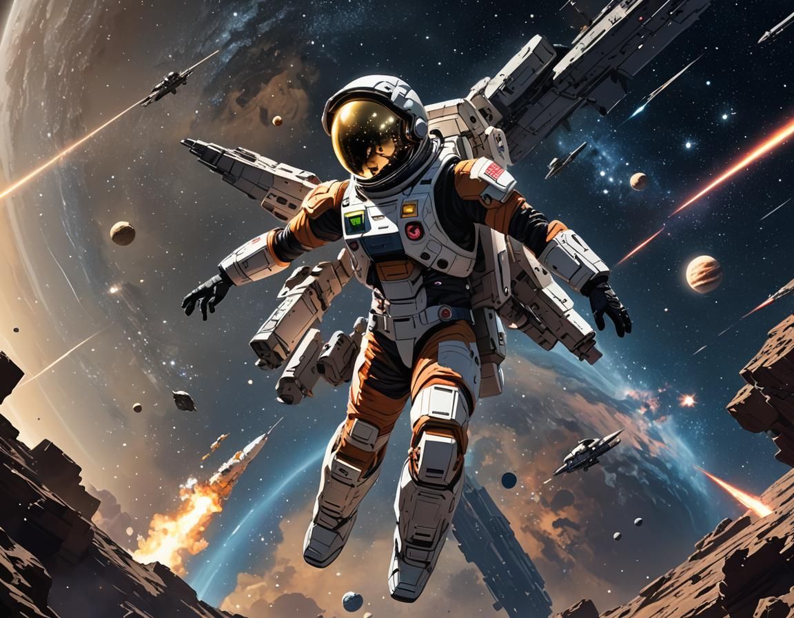 Astronaut on Star Trajectory: Manga Anime Style