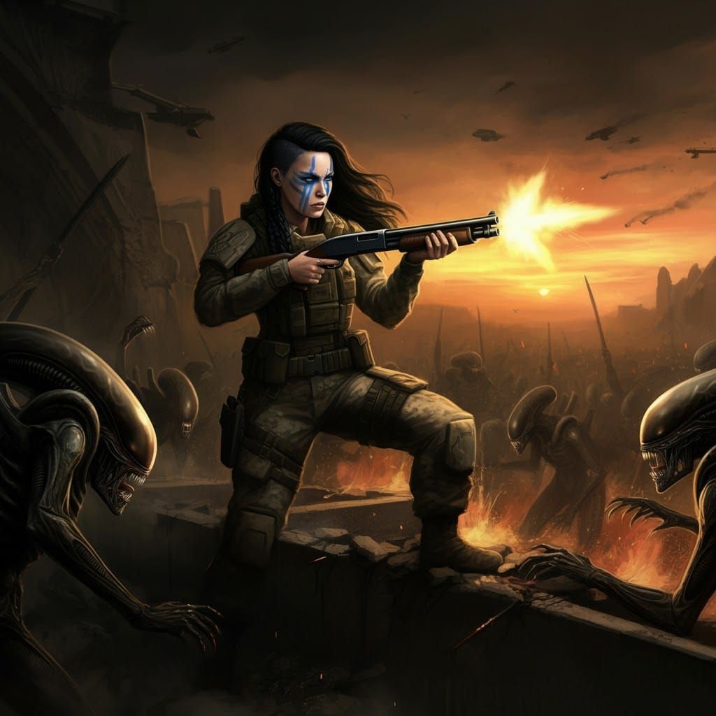Nordic Combat Medic Versus Xenomorphs, Baroque Style