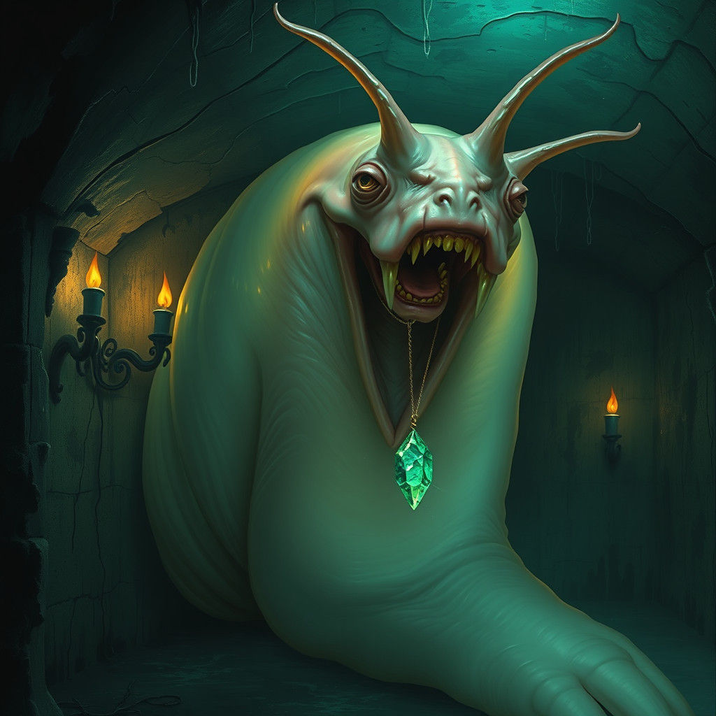 Colossal Iridescent Slug in Torment: Gothic Biomechanical Ho...