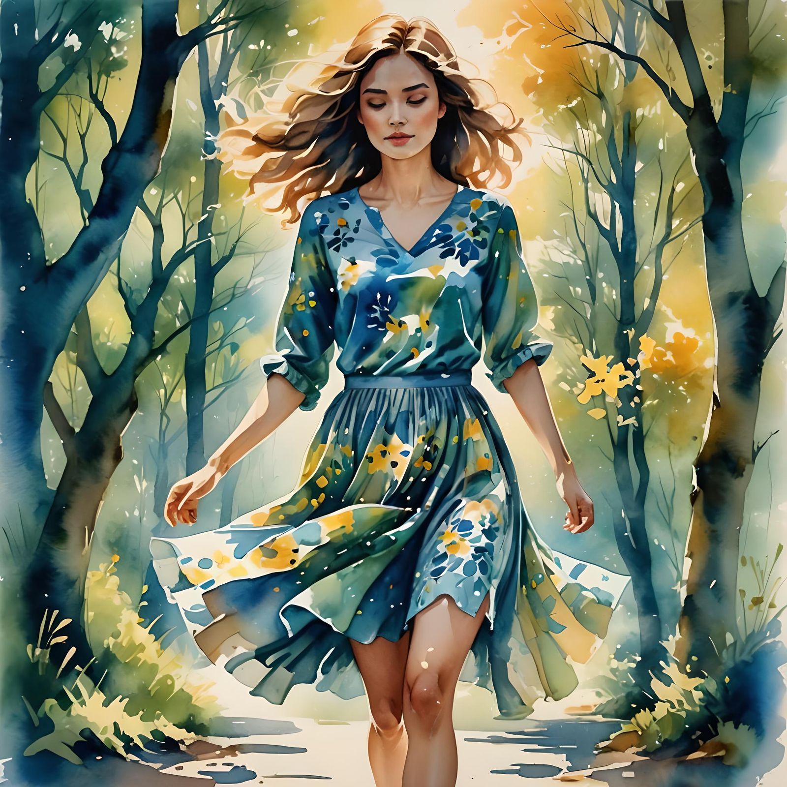 Woman in Short Dress Illustration