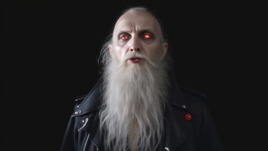 Gothic Vampire on Moonlit Cobblestone Street Oil Painting