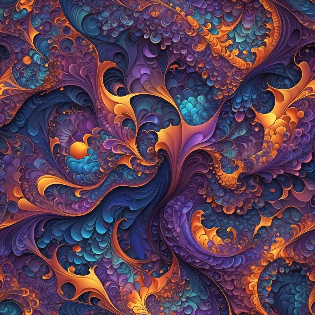 Ra's Beach Dream: Swirling Iridescent Vector Fractal