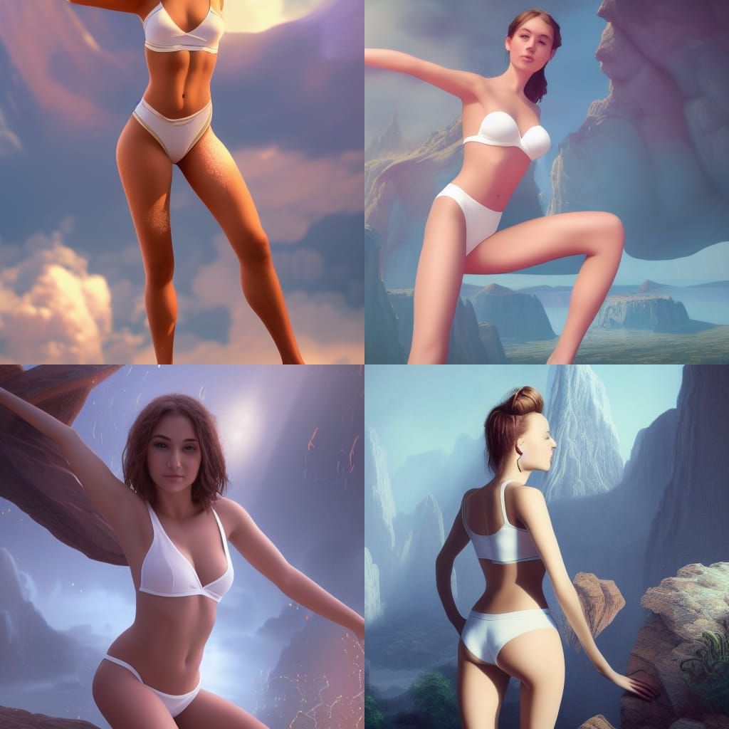 Girl Doing V-Sit: Detailed Digital Matte Painting