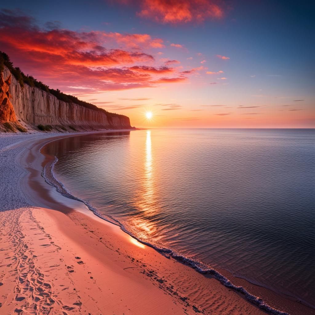 Baltic Sea Cliffs at Sunset in High Resolution