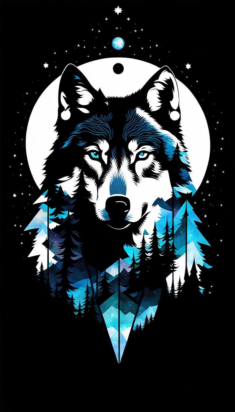 Wolf to Woman Transformation in Art Nouveau Style