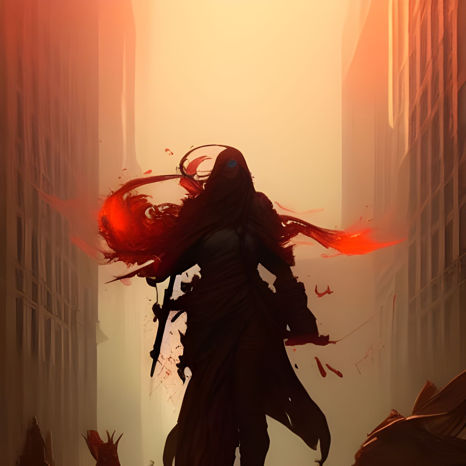 Dark Fantasy Concept Art in Purple and Yellow